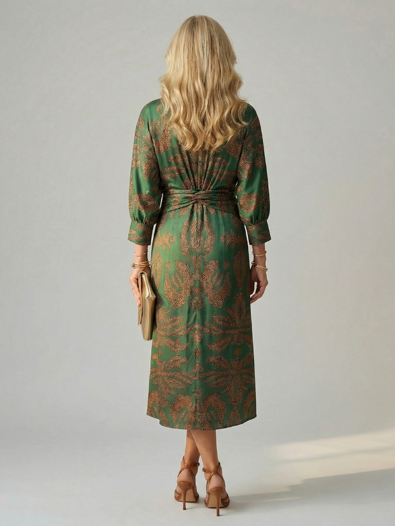 Falune – Elegant women’s midi wrap dress with print and a tailored fit