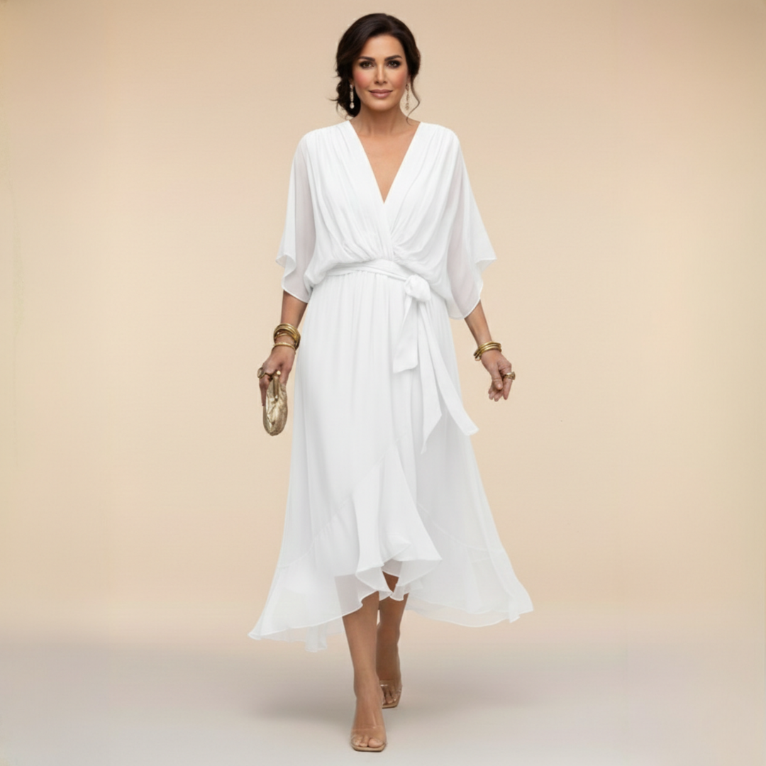 Monica™ | Elegant V-Neck Chiffon Dress