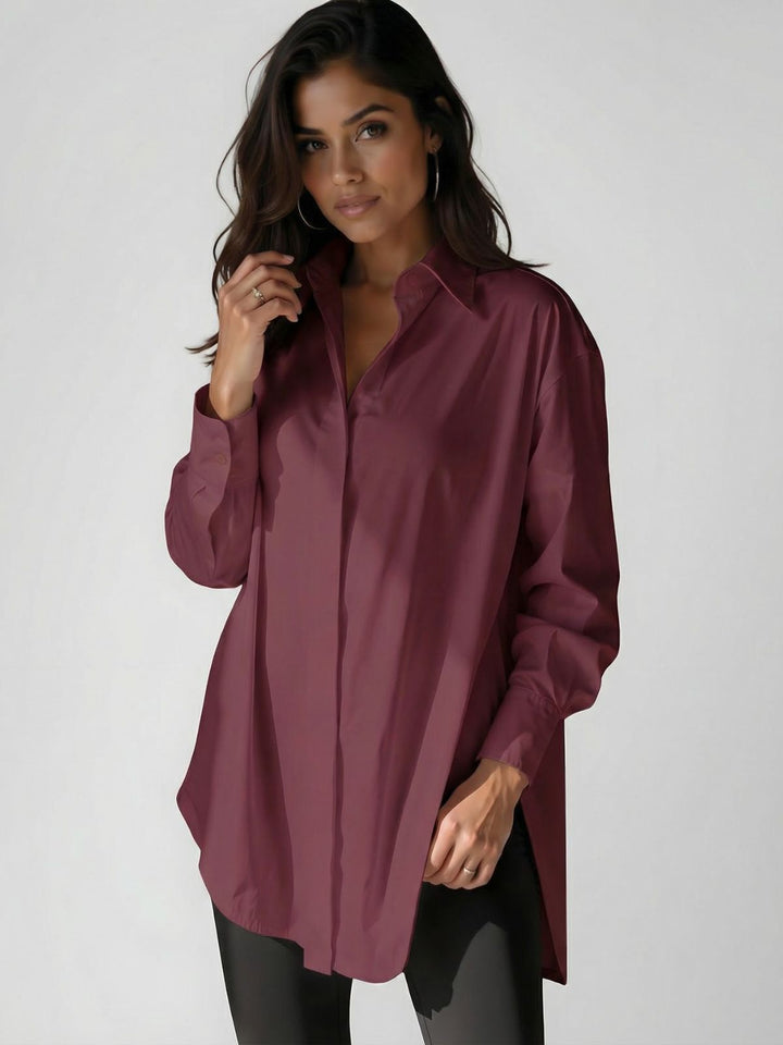 Oversized Lapel Button Shirt Dress