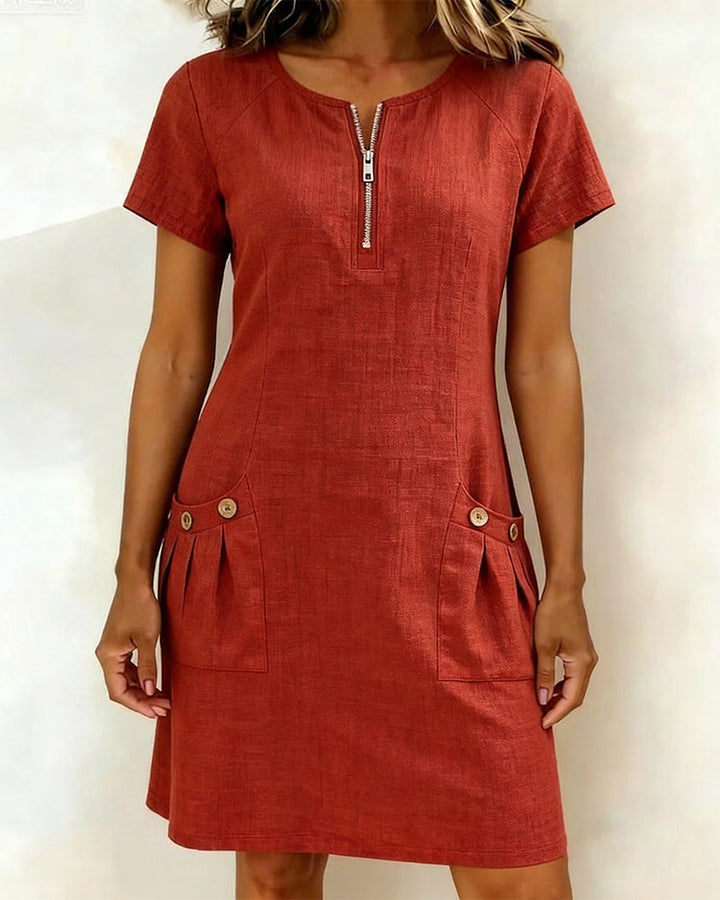 LINEN ZIP DRESS