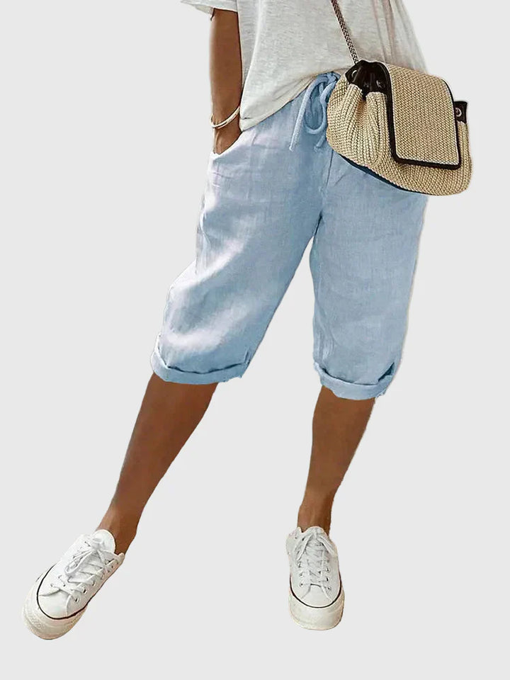 Grace | Light Cotton-Linen Cropped Trousers