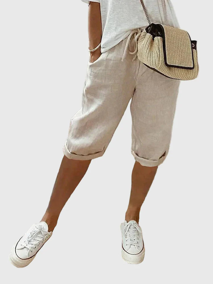 Grace | Light Cotton-Linen Cropped Trousers