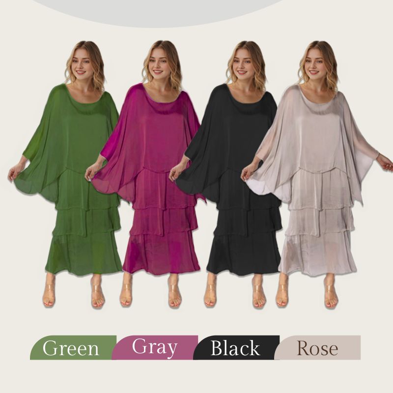 Elegant mesh dress with a round neckline and floral print